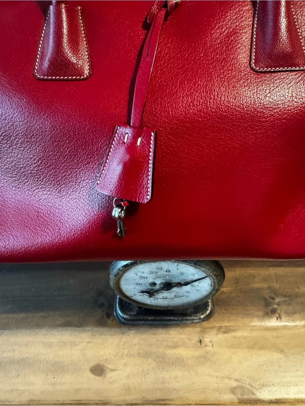 Prada Red Leather Top-Handle Satchel with OG Authenticity Card
